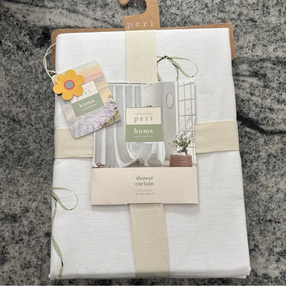 Peri Home Shower Curtain 72x72 Cotton Blend holiday bows Oeko Tex BRAND NEW